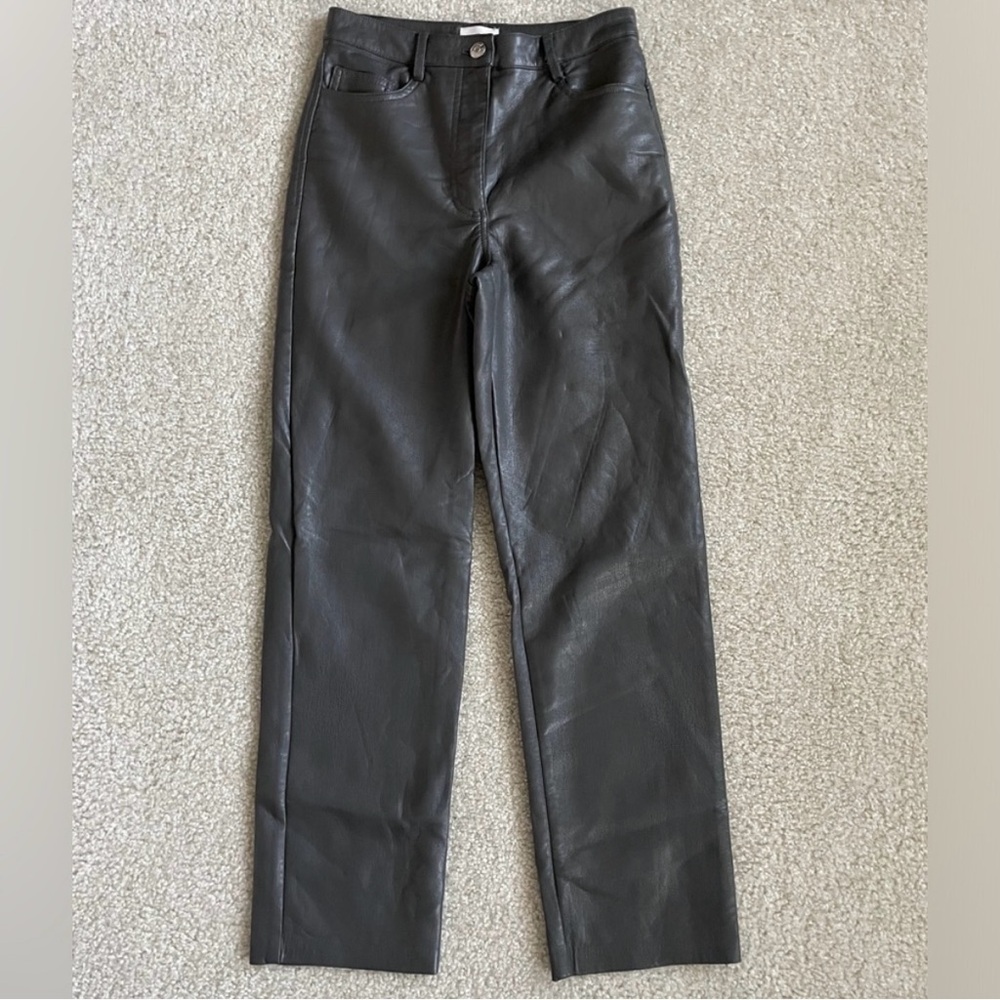 Wilfred Aritzia Melina Gray Faux Leather Pants, Size 0